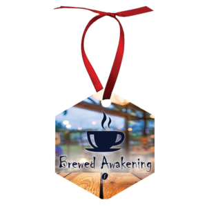 Metal Hexagon Ornament 2.5" x 3" (2-Sided)