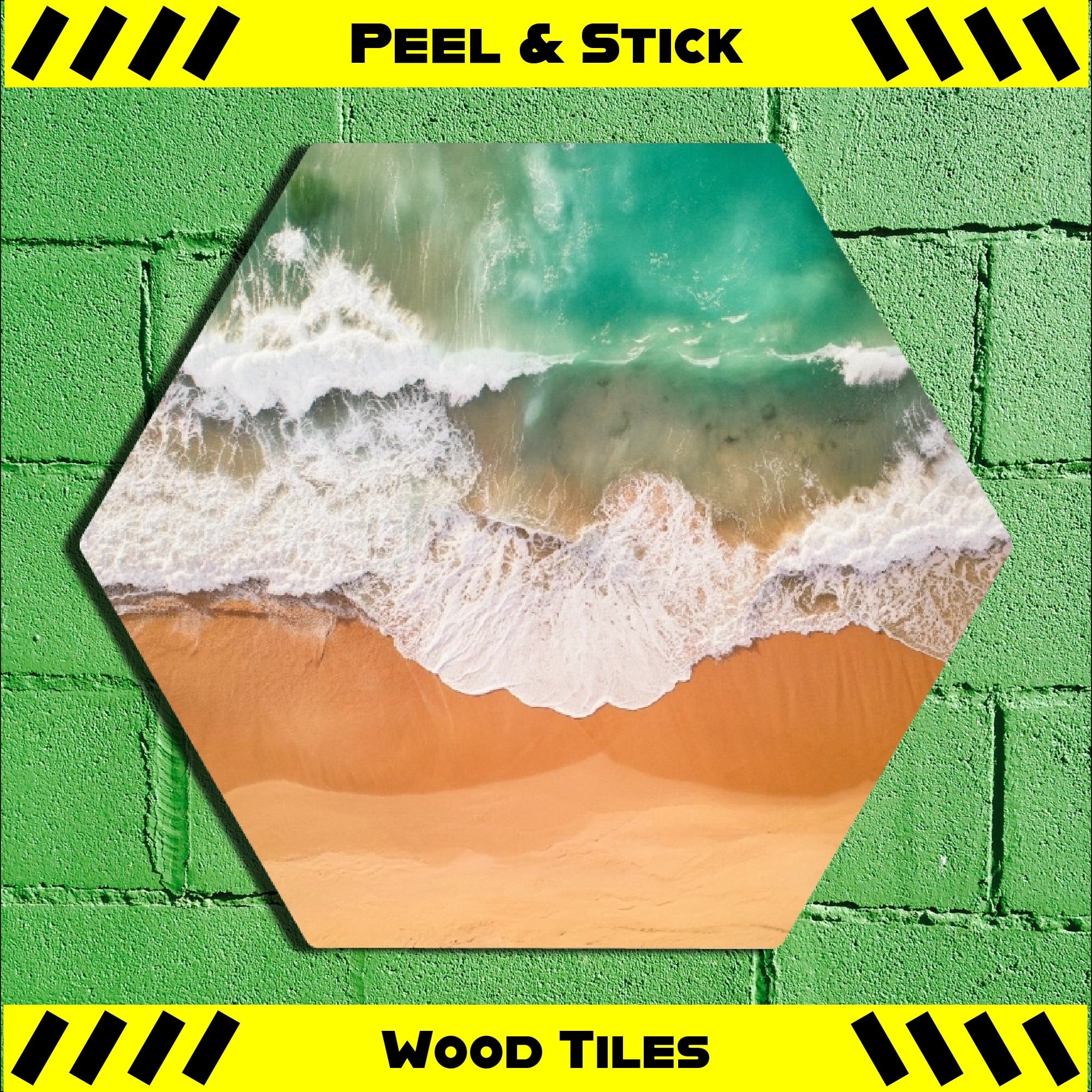 Beach Waves - Peel & Stick Hexagon Wood Tile