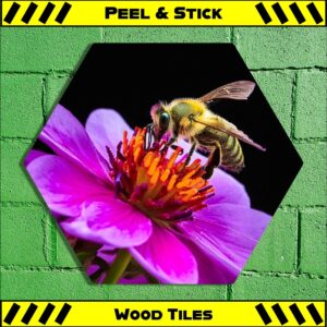 Bee Flower - Peel & Stick Hexagon Wood Tile