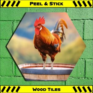 Chicken Barrel - Peel & Stick Hexagon Wood Tile