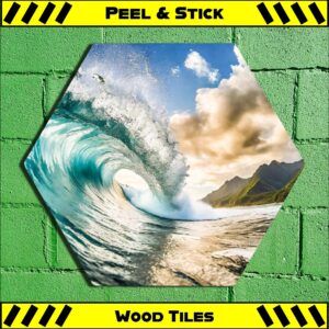 Crashing Wave - Peel & Stick Hexagon Wood Tile