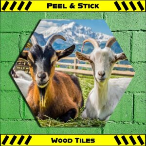 Goats & Mountains - Peel & Stick Hexagon Wood Tile