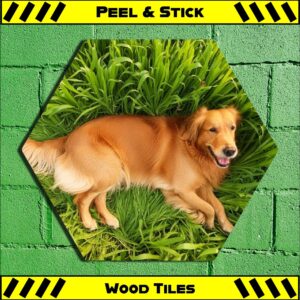 Grassy Retriever - Peel & Stick Hexagon Wood Tile