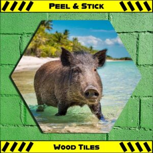 Hog Vacation - Peel & Stick Hexagon Wood Tile