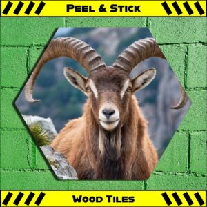 Ibex Goat - Peel & Stick Hexagon Wood Tile