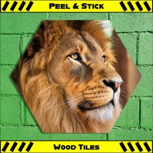 Lion - Peel & Stick Hexagon Wood Tile