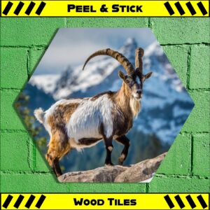 Mountain Ibex Goat - Peel & Stick Hexagon Wood Tile