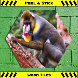 Mandrill Monkey 2 - Peel & Stick Hexagon Wood Tile