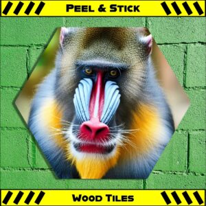 Mandrill Monkey - Peel & Stick Hexagon Wood Tile