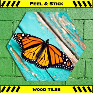 Monarch Butterfly - Peel & Stick Hexagon Wood Tile