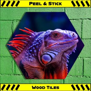 Neon Iguana - Peel & Stick Hexagon Wood Tile