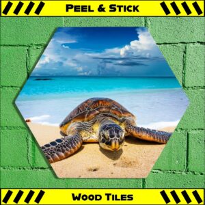 Sea Turtle Beach - Peel & Stick Hexagon Wood Tile