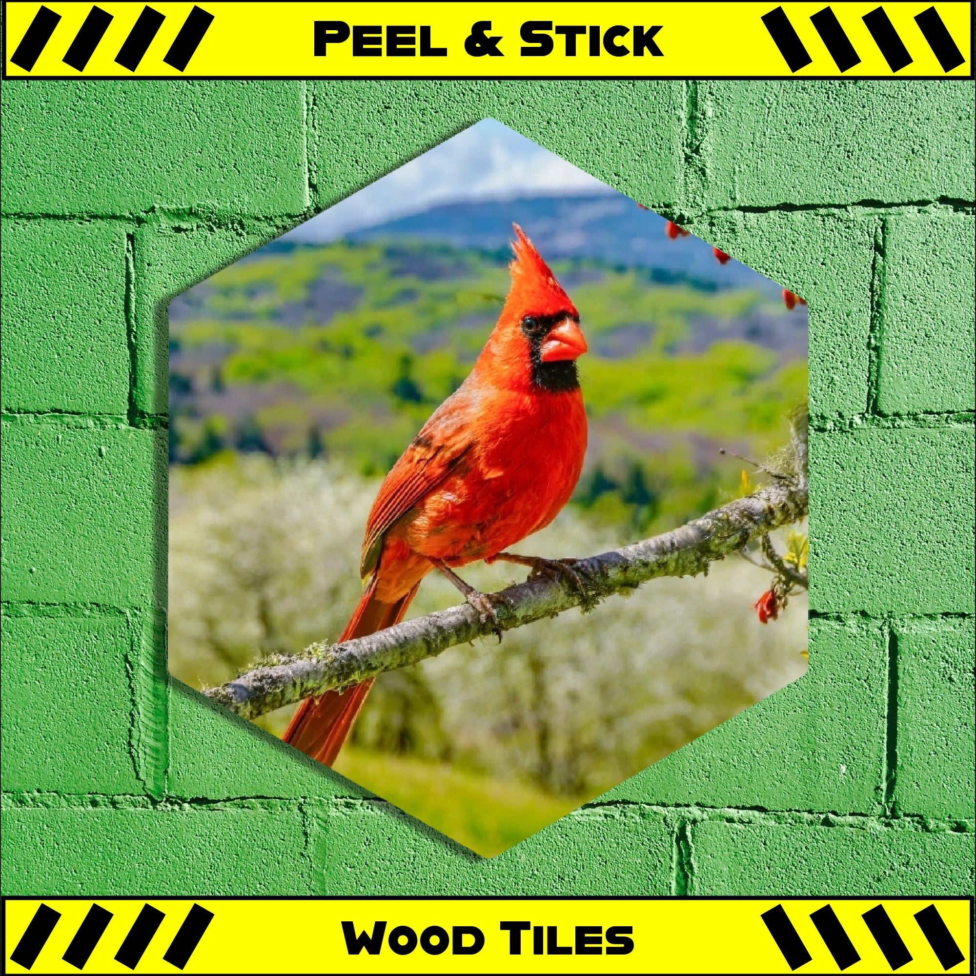 Spring Cardinal - Peel & Stick Hexagon Wood Tile