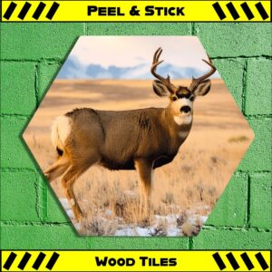Mule Deer - Peel & Stick Hexagon Wood Tile