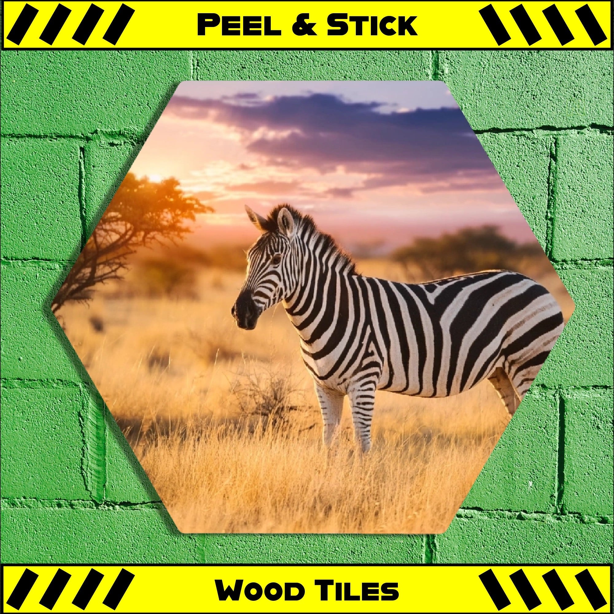 Zebra - Peel & Stick Hexagon Wood Tile