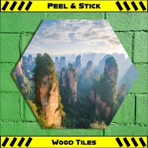 Zhangjiajie - Peel & Stick Hexagon Wood Tile